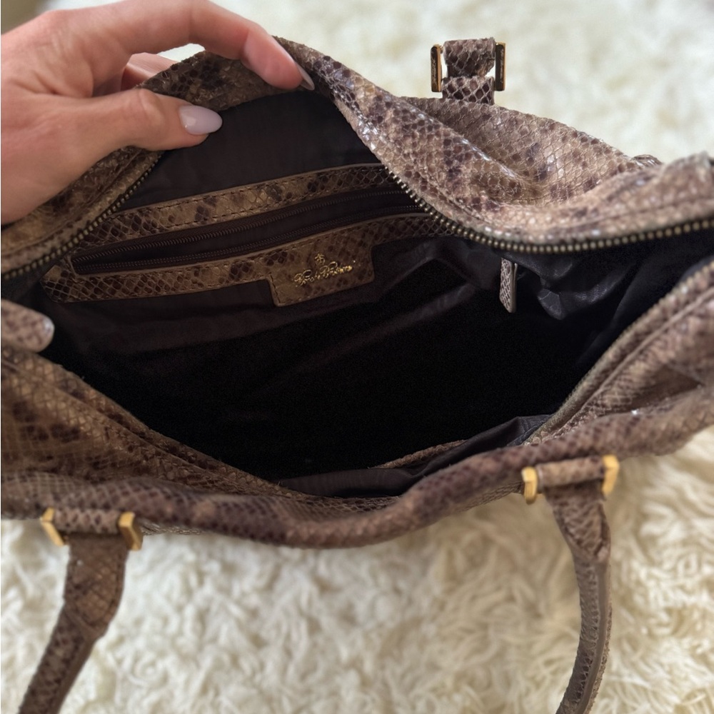 Brooks Brothers Gray Python Embossed Leather Top … - image 2